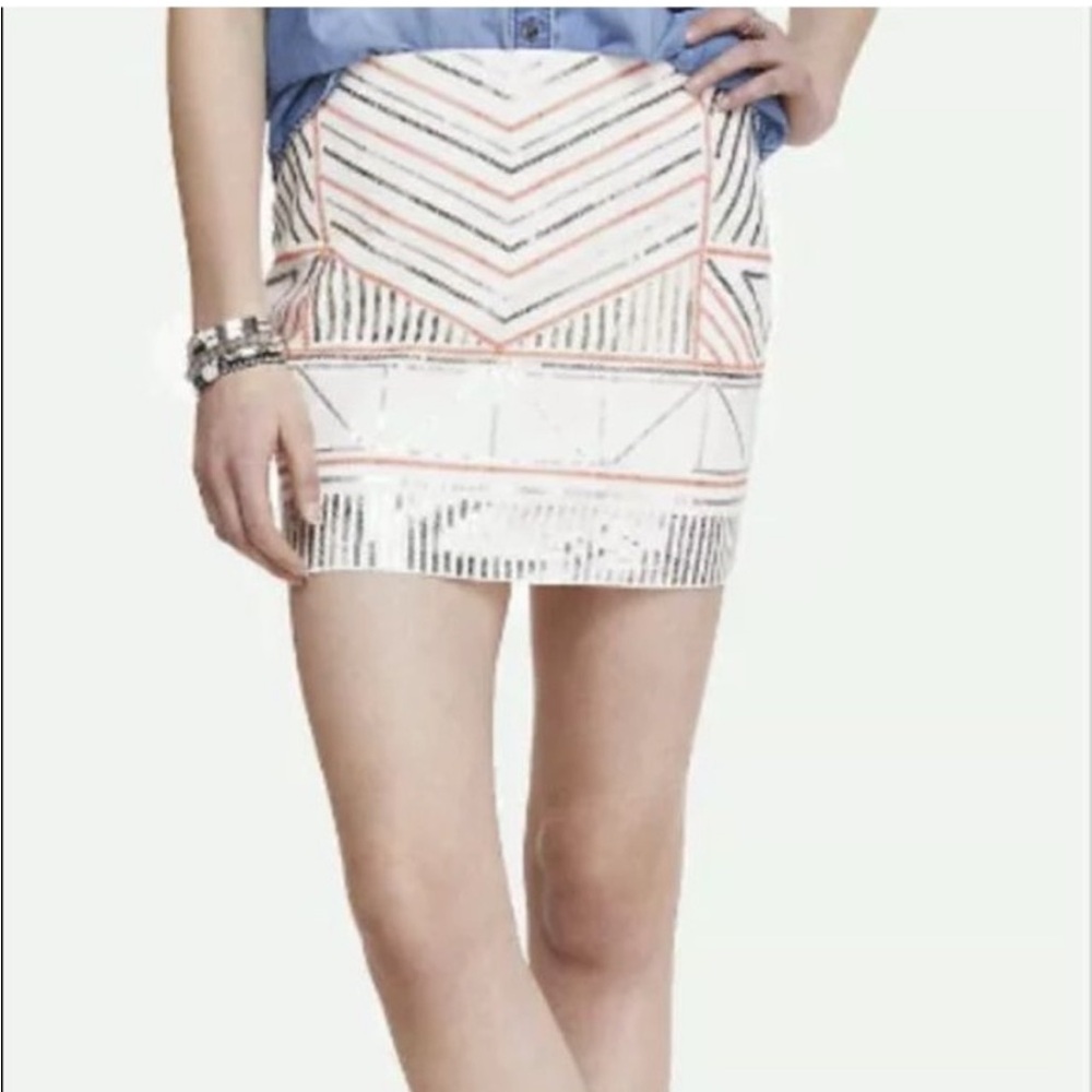 Express sequin Aztec patterned mini skirt nwot Sz m